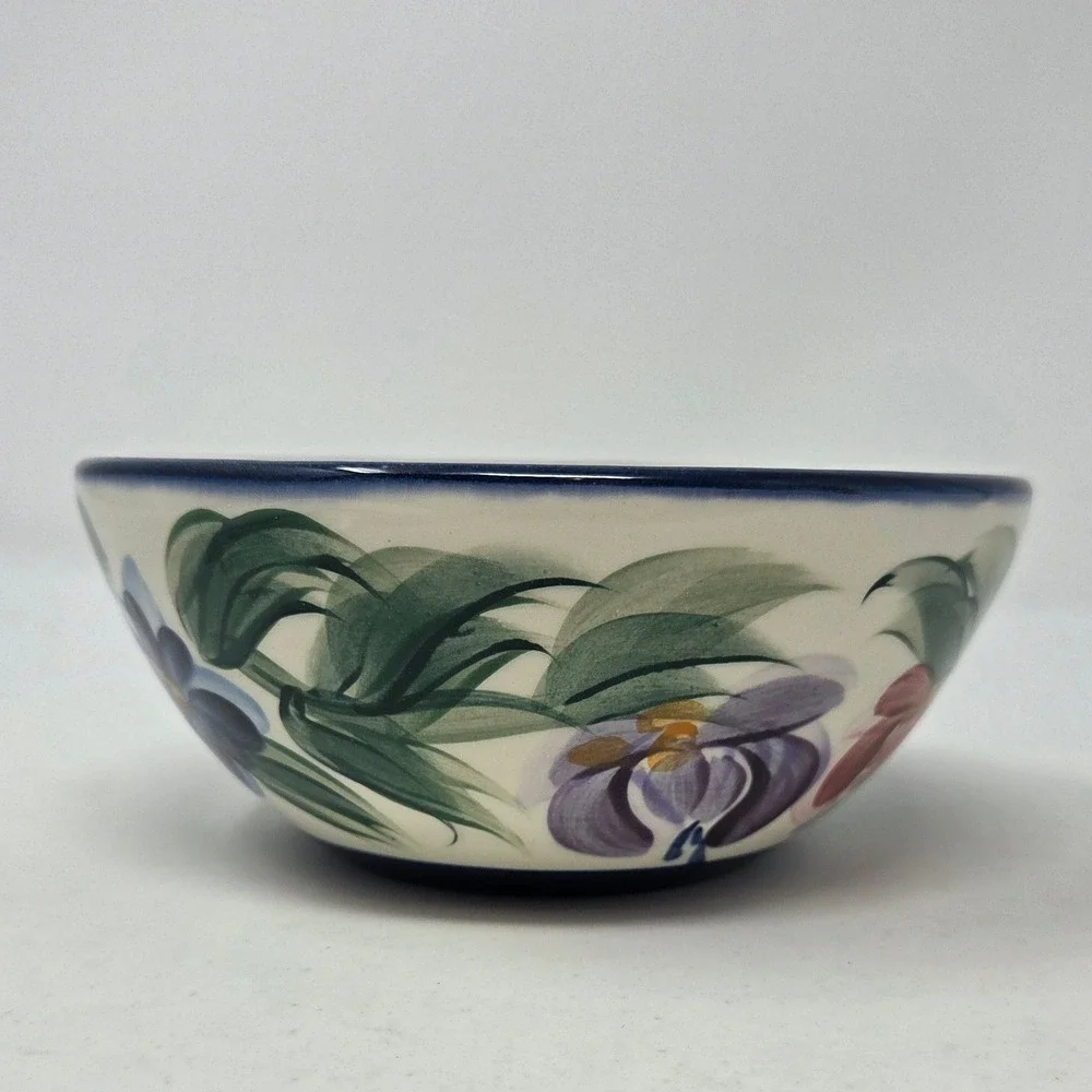 Vintage Gail Pittman Annabella Soup Cereal Bowl Blue Hand-painted 1997